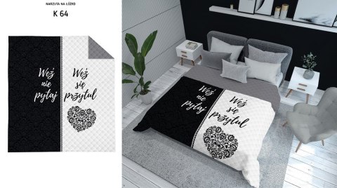 Narzuta dekoracyjna 170x210 Weź nie pytaj Weź się przytul biała czarna szara K_64 112 Bedspread Narzuta dekoracyjna 170x210 Weź nie pytaj Weź się przytul biała czarna szara K_64 112 Bedspread