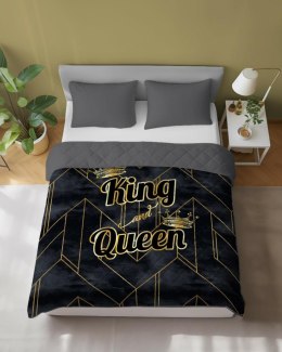 Narzuta dekoracyjna 220x240 King&Queen Król Królowa czarna złota szara K_59 112 Bedspread