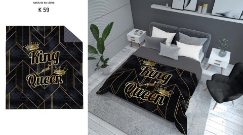 Narzuta dekoracyjna 220x240 King&Queen Król Królowa czarna złota szara K_59 112 Bedspread Narzuta dekoracyjna 220x240 King&Queen Król Królowa czarna złota szara K_59 112 Bedspread