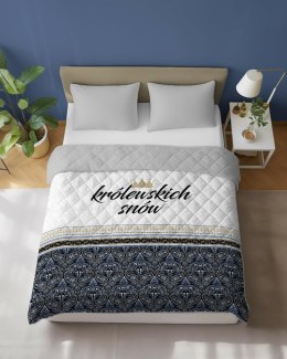 Narzuta dekoracyjna 220x240 Królewskich Snów biała szara czarna K_60 112 Bedspread