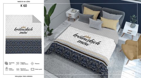 Narzuta dekoracyjna 220x240 Królewskich Snów biała szara czarna K_60 112 Bedspread Narzuta dekoracyjna 220x240 Królewskich Snów biała szara czarna K_60 112 Bedspread