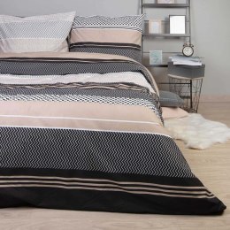 Pościel bawełniana 160x200 Zigo Beige beżowa czarna geometria pasy Cottonlove Exclusive 5