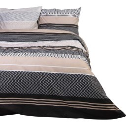 Pościel bawełniana 160x200 Zigo Beige beżowa czarna geometria pasy Cottonlove Exclusive 5