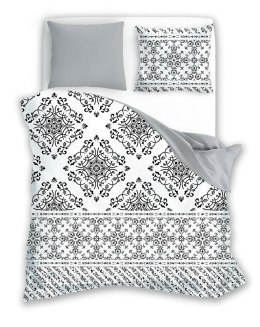 Pościel bawełniana 220x200 Ornamenty biała czarna szara 010 Fashion 23 Faro