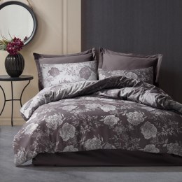 Pościel bawełniana 220x200 flory antracytowa kwiatki żakardowa Cottonlove Jacquard