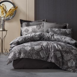 Pościel bawełniana 220x200 flory grafitowa liście żakardowa Cottonlove Jacquard
