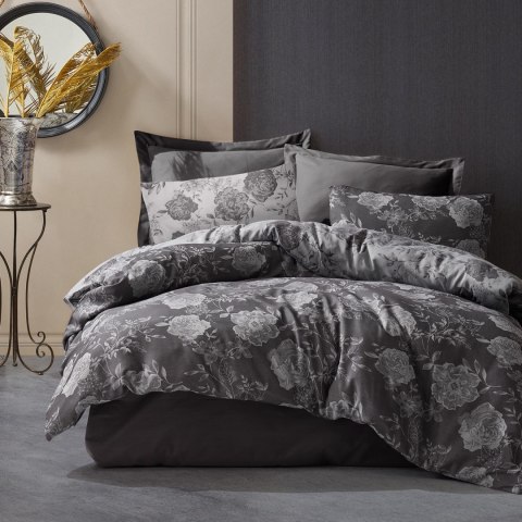 Pościel bawełniana 220x200 flory grafitowa liście żakardowa Cottonlove Jacquard Pościel bawełniana 220x200 flory grafitowa liście żakardowa Cottonlove Jacquard