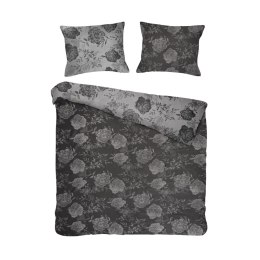 Pościel bawełniana 220x200 flory grafitowa liście żakardowa Cottonlove Jacquard