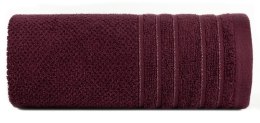 Ręcznik Glory 3 50x90 bordowy z welurową bordiurą i błyszczącą nicią 500g/m2 Eurofirany