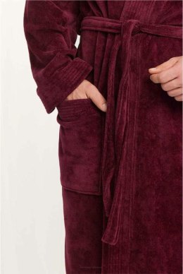 Szlafrok męski 850 XL bordowy frotte bawełniany długi