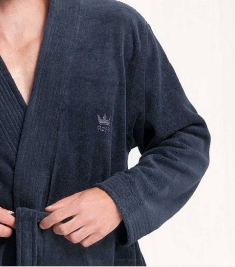Szlafrok męski 850 XXL granatowy frotte bawełniany długi Szlafrok męski 850 XXL granatowy frotte bawełniany długi