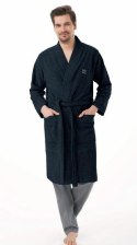 Szlafrok męski 850 XXL granatowy frotte bawełniany długi Szlafrok męski 850 XXL granatowy frotte bawełniany długi