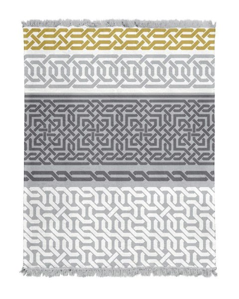 Koc bawełniany akrylowy 150x200 geometria szary z frędzlami 095 JB Tureckie 25 Koc bawełniany akrylowy 150x200 geometria szary z frędzlami 095 JB Tureckie 25