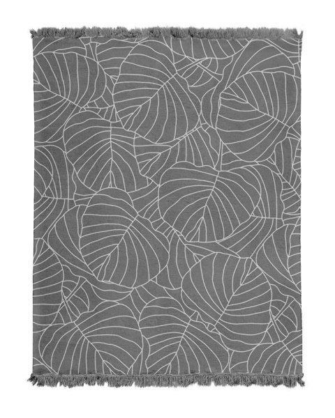 Koc bawełniany akrylowy 150x200 liście grafitowy kwiaty szary z frędzlami 085 JB Tureckie 25 Koc bawełniany akrylowy 150x200 liście grafitowy kwiaty szary z frędzlami 085 JB Tureckie 25