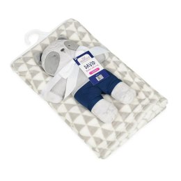 Kocyk dziecięcy 75x100 David 03 Miś szary romby maskotka pluszak przytulanka BabyMatex