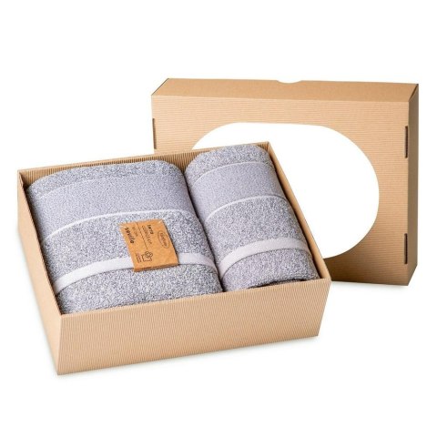 Komplet ręczników T/0464 2 szt Sevilla 50/90 70/140 srebrny zestaw upominkowy 480g/m2 Eurofirany Komplet ręczników T/0464 2 szt Sevilla 50/90 70/140 srebrny zestaw upominkowy 480g/m2 Eurofirany