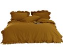 Pościel bawełniana 200x220 musztardowa z falbanką w pudełku jednobarwna Stonewashed Mustard Pościel bawełniana 200x220 musztardowa z falbanką w pudełku jednobarwna Stonewashed Mustard