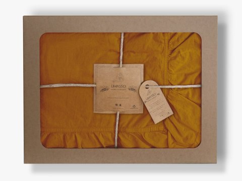 Pościel bawełniana 200x220 musztardowa z falbanką w pudełku jednobarwna Stonewashed Mustard Pościel bawełniana 200x220 musztardowa z falbanką w pudełku jednobarwna Stonewashed Mustard