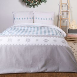 Pościel flanelowa 220x200 Świąteczna miętowa szara śnieżynki 31496/2 Flanela 3 Darymex