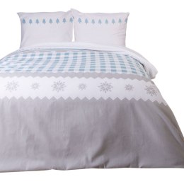Pościel flanelowa 220x200 Świąteczna miętowa szara śnieżynki 31496/2 Flanela 3 Darymex