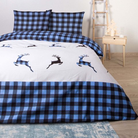 Pościel flanelowa 220x200 Świąteczna niebieska czarna renifery kratka 31491/1 Flanela 3 Darymex Pościel flanelowa 220x200 Świąteczna niebieska czarna renifery kratka 31491/1 Flanela 3 Darymex