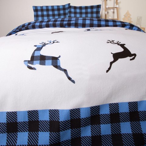 Pościel flanelowa 220x200 Świąteczna niebieska czarna renifery kratka 31491/1 Flanela 3 Darymex Pościel flanelowa 220x200 Świąteczna niebieska czarna renifery kratka 31491/1 Flanela 3 Darymex
