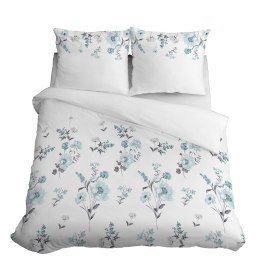 Pościel satynowa 220x200 Kwiaty biała miętowa 4054 A Home Satin 124