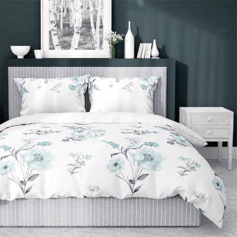 Pościel satynowa 220x200 Kwiaty biała miętowa 4054 A Home Satin 124 Pościel satynowa 220x200 Kwiaty biała miętowa 4054 A Home Satin 124