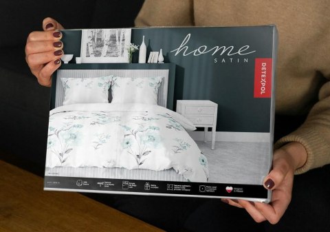 Pościel satynowa 220x200 Kwiaty biała miętowa 4054 A Home Satin 124 Pościel satynowa 220x200 Kwiaty biała miętowa 4054 A Home Satin 124