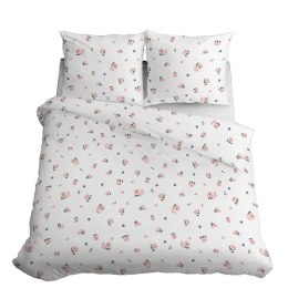 Pościel satynowa 220x200 Kwiaty biała różowa jasna 4060 A Home Satin 124