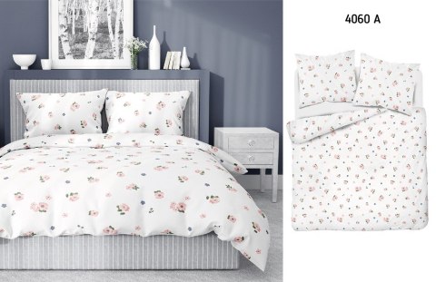 Pościel satynowa 220x200 Kwiaty biała różowa jasna 4060 A Home Satin 124 Pościel satynowa 220x200 Kwiaty biała różowa jasna 4060 A Home Satin 124