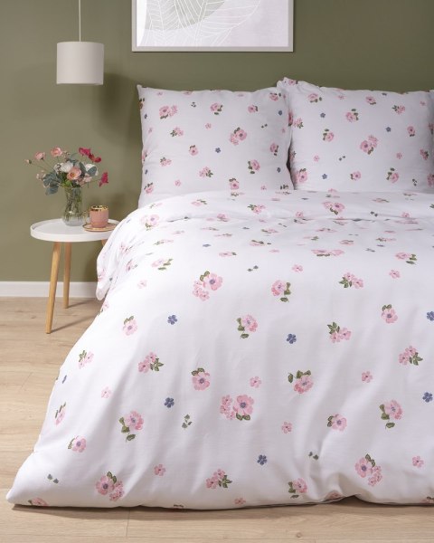 Pościel satynowa 220x200 Kwiaty biała różowa jasna 4060 A Home Satin 124 Pościel satynowa 220x200 Kwiaty biała różowa jasna 4060 A Home Satin 124
