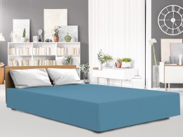 Prześcieradło jersey elastan 140x200 z gumką niebieskie na wysoki materac 25 cm Luxury