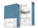 Prześcieradło jersey elastan 140x200 z gumką niebieskie na wysoki materac 25 cm Luxury