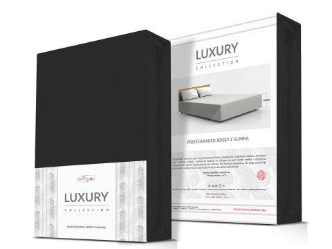 Prześcieradło jersey elastan 180x200 z gumką czarne na wysoki materac 25 cm Luxury Prześcieradło jersey elastan 180x200 z gumką czarne na wysoki materac 25 cm Luxury