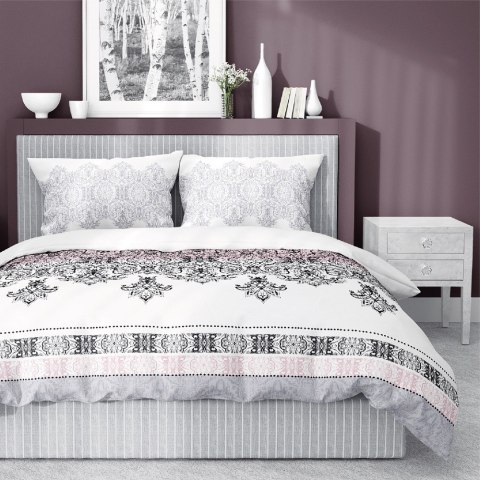 Pościel bawełniana 140x200 Glamour biała różowa ornamenty orientalna 3833 A Bawełna 88 Pościel bawełniana 140x200 Glamour biała różowa ornamenty orientalna 3833 A Bawełna 88