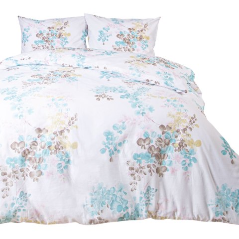 Pościel bawełniana 140x200 biała turkusowa kwiaty 71475/1 Cottonlove 6 Pościel bawełniana 140x200 biała turkusowa kwiaty 71475/1 Cottonlove 6