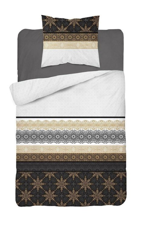 Pościel bawełniana 140x200 glamour ornamenty grafitowa złota 3835 A Bawełna 88 Pościel bawełniana 140x200 glamour ornamenty grafitowa złota 3835 A Bawełna 88