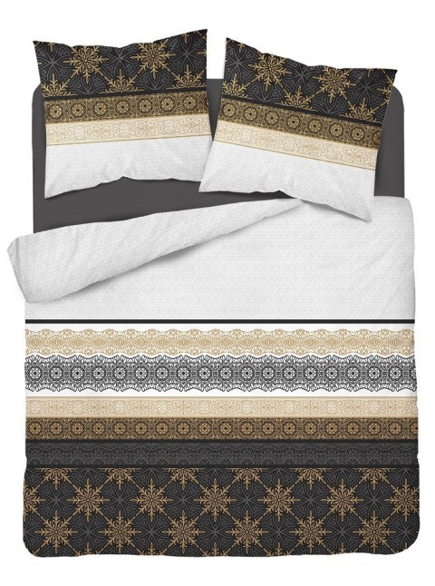 Pościel bawełniana 140x200 glamour ornamenty grafitowa złota 3835 A Bawełna 88 Pościel bawełniana 140x200 glamour ornamenty grafitowa złota 3835 A Bawełna 88