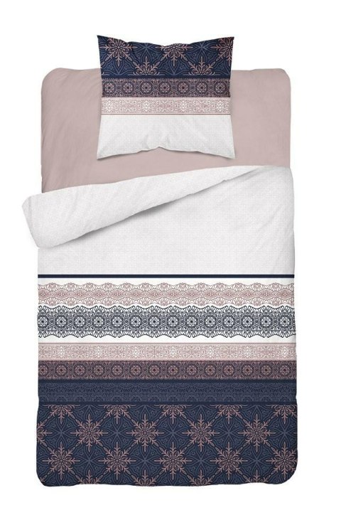 Pościel bawełniana 140x200 glamour ornamenty granatowa pudrowa 3835 B Bawełna 88 Pościel bawełniana 140x200 glamour ornamenty granatowa pudrowa 3835 B Bawełna 88