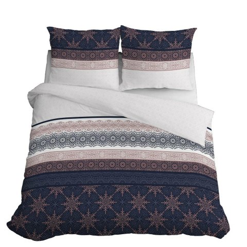 Pościel bawełniana 140x200 glamour ornamenty granatowa pudrowa 3835 B Bawełna 88 Pościel bawełniana 140x200 glamour ornamenty granatowa pudrowa 3835 B Bawełna 88