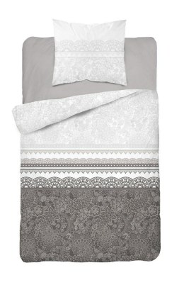 Pościel bawełniana 140x200 glamour ornamenty pasy brązowa 3837 B Bawełna 88