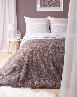 Pościel bawełniana 140x200 glamour ornamenty pasy brązowa 3837 B Bawełna 88