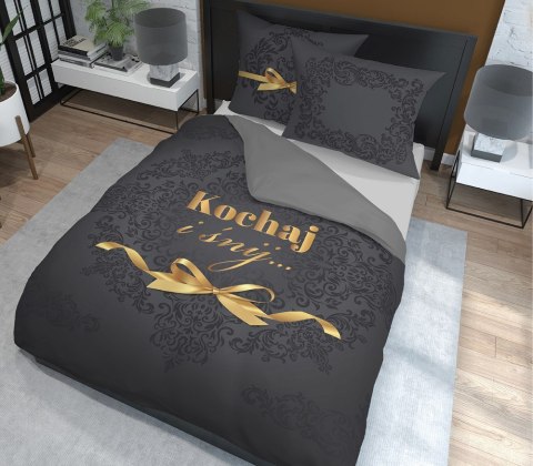 Pościel bawełniana 160x200 Kochaj i śnij grafitowa 4111 A Holland 129 Pościel bawełniana 160x200 Kochaj i śnij grafitowa 4111 A Holland 129