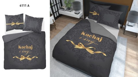 Pościel bawełniana 160x200 Kochaj i śnij grafitowa 4111 A Holland 129 Pościel bawełniana 160x200 Kochaj i śnij grafitowa 4111 A Holland 129