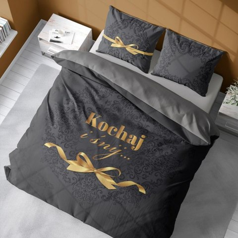Pościel bawełniana 160x200 Kochaj i śnij grafitowa 4111 A Holland 129 Pościel bawełniana 160x200 Kochaj i śnij grafitowa 4111 A Holland 129