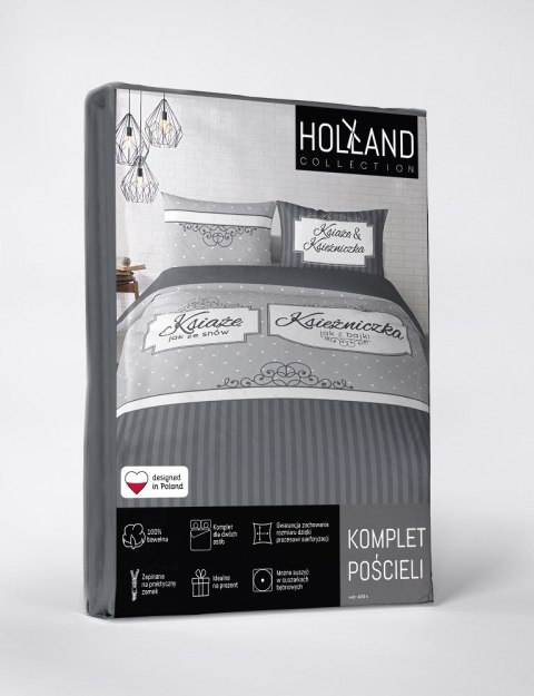 Pościel bawełniana 160x200 Książę Księżniczka szara grafitowa 4099 A Holland 129 Pościel bawełniana 160x200 Książę Księżniczka szara grafitowa 4099 A Holland 129