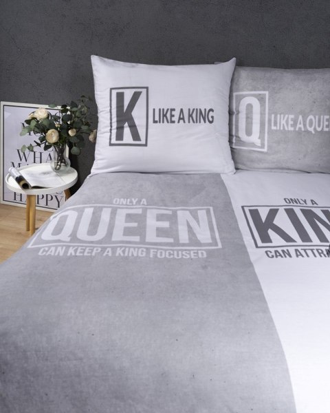 Pościel bawełniana 160x200 Queen King szara biała 4100 A Holland 129 Pościel bawełniana 160x200 Queen King szara biała 4100 A Holland 129