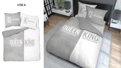 Pościel bawełniana 160x200 Queen King szara biała 4100 A Holland 129 Pościel bawełniana 160x200 Queen King szara biała 4100 A Holland 129