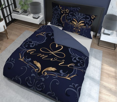 Pościel bawełniana 160x200 granatowa ornamenty 4104 A Holland 129 Pościel bawełniana 160x200 granatowa ornamenty 4104 A Holland 129